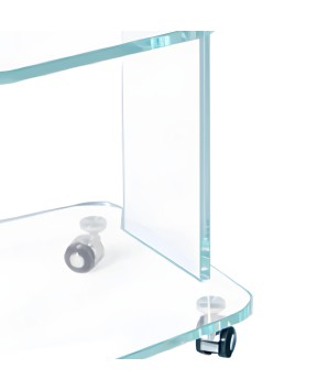 Coin canapé BOLZANO structure verre détail roulettes étagère design minimaliste fonctionnel