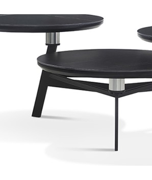 Table basse DISKO plateau pivotant céramique Jade Noir/Or
