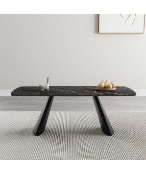 table basse rectangulaire contemporaine lea céramique marbre noir profil