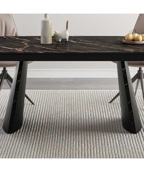 table repas extensible 10 personnes plateau céramique lea détail piétement