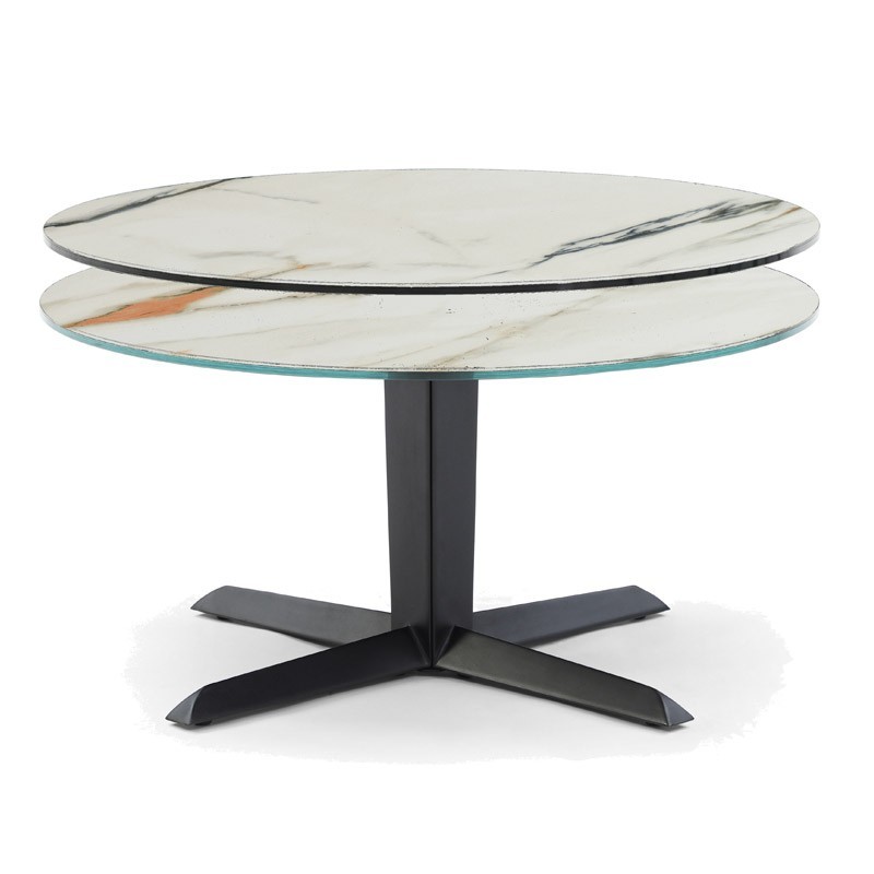 Table basse TAHITI 2 plateaux pivotants Golden Stone Table basse TAHITI 2 plateaux pivotants Golden Stone