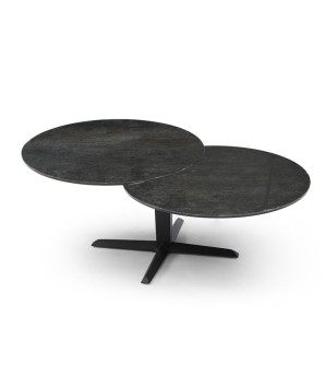 Table basse TAHITI 2 plateaux pivotants Acier Corten