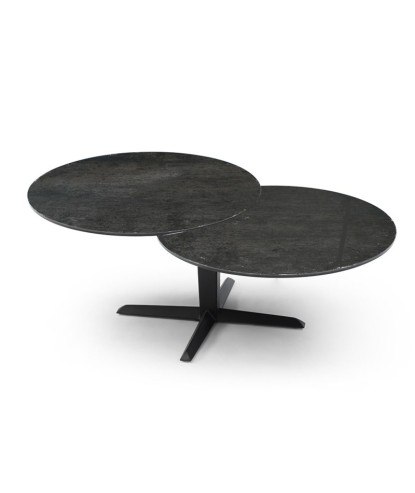 Table basse TAHITI 2 plateaux pivotants Acier Corten