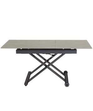 Table basse repas JUMPY relevée plateau céramique taupe pied noir x minimalisme industriel modulable
