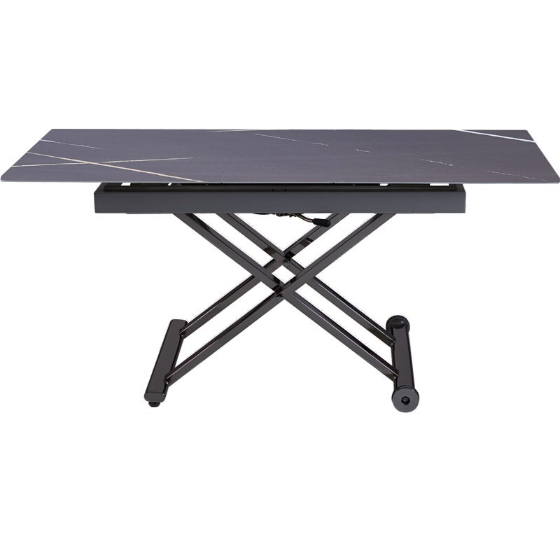 Table basse repas JUMPY relevable plateau ceramique graph pied inox x minimalisme industriel modulable