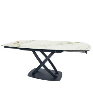 table repas GIULIA plateau céramique golden stone extensible 10 personnes ouverte pied x design moderne