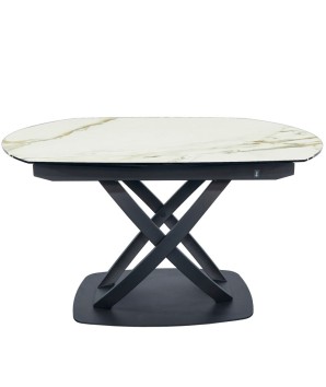 table repas GIULIA plateau fermé céramique golden stone extensible 10 personnes pied x design moderne