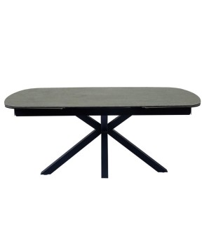 Table repas ELISA plateau céramique shadow fermée extensible 12 personnes  pieds croises design luxe minimaliste