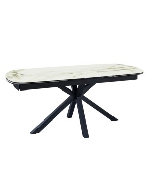 Table repas ELISA plateau céramique golden stone extensible 12 personnes pieds croises design luxe minimaliste vue 3-4