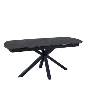Table repas ELISA plateau céramique acier corten extensible 12 personnes pieds croises design luxe minimaliste vue 3-4