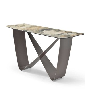 console OMEGA plateau céramique lezzia organique pied ruban métal néo-futuriste