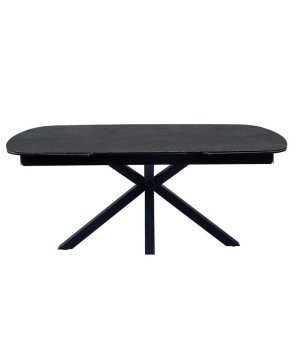 Table repas ELISA plateau céramique acier corten fermée extensible 12 personnes  pieds croises design luxe minimaliste
