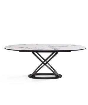 table repas LAETITIA ovale fixe plateau céramique yunshan pieds anneaux en u entrelacés néoclassique