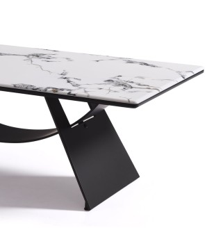 Table basse JEANNE rectangulaire detail pied design sculptural plateau céramique Yunshan