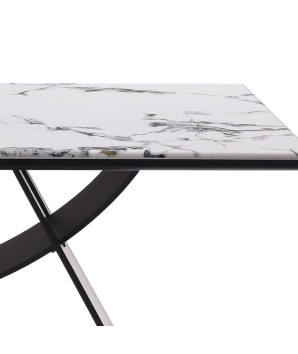 Table basse JEANNE rectangulaire pied design sculptural plateau céramique Yunshan vue drooite