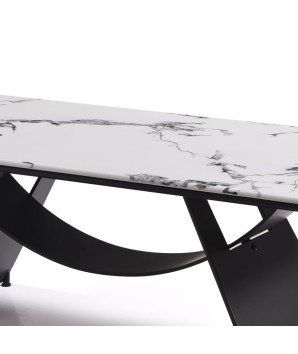 Table basse JEANNE rectangulaire pied design sculptural plateau céramique Yunshan detail