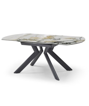 table repas SOFIA 1m80 rectangulaire extensible ronde céramique cold jade 8 personne fermée