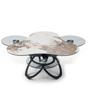 Table basse TREFLE  3 plateaux pivotants céramique Pandora