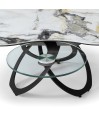 Table basse TREFLE 3 plateaux pivotants céramique Cold Jade