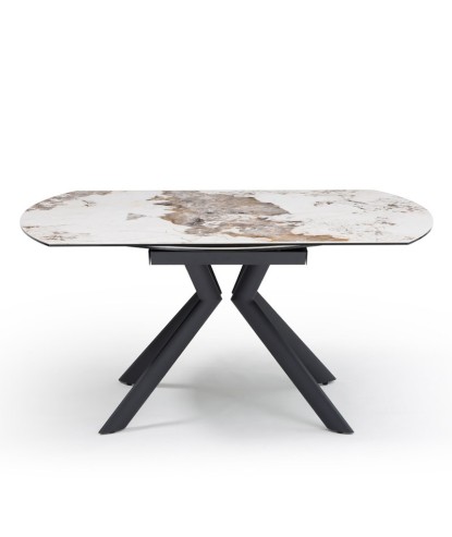 table repas SOFIA 1m50 rectangulaire extensible ronde céramique pandora 8 personnes fermée