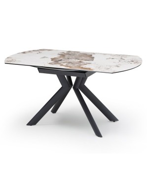 table repas SOFIA 1m50 rectangulaire extensible ronde céramique pandora 8 personnes vue 3/4