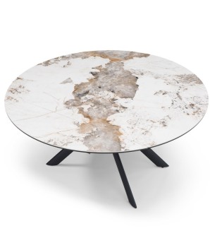 table repas SOFIA 1m50 rectangulaire extensible ronde céramique pandora 8 personnes vue haute