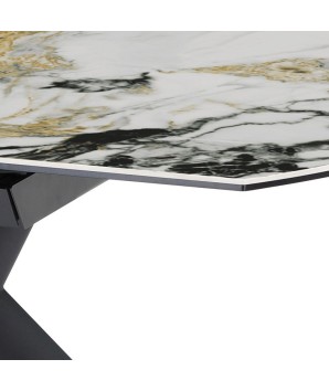 table repas SOFIA 1m50 rectangulaire extensible ronde detail céramique cold jade 8 personnes