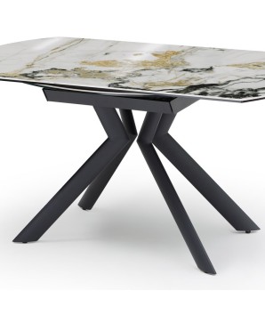 table repas SOFIA 1m50 rectangulaire extensible ronde céramique cold jade 8 personnes vue 3/4