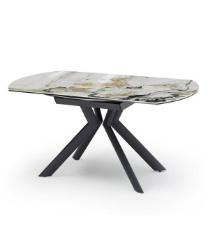 table repas SOFIA 1m50 rectangulaire extensible ronde céramique cold jade 8 personnes fermée