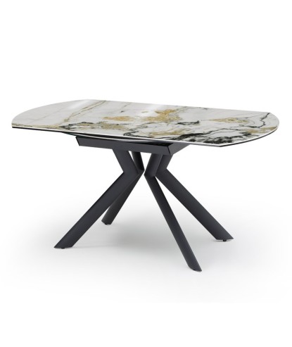 table repas SOFIA 1m50 rectangulaire extensible ronde céramique cold jade 8 personnes fermée