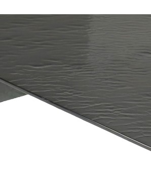 table basse OAKLAND monolithique détail verre martelé fumé minimaliste 70