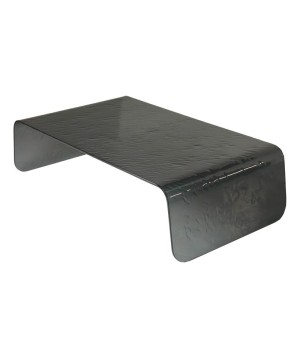 table basse OAKLAND monolithique verre martelé fumé minimaliste 70