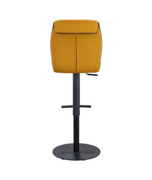 Tabouret de bar NINA tissu jaune réglable hauteur pivotant design industriel dos
