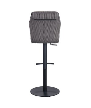 Tabouret de bar NINA tissu gris réglable hauteur pivotant design industriel vue dos