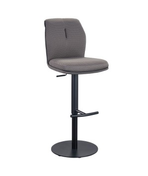 Tabouret de bar NINA tissu gris réglable hauteur pivotant design industriel mécanisme
