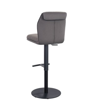 Tabouret de bar NINA tissu gris réglable hauteur pivotant design industriel vue 3/4 dos