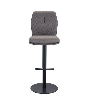 Tabouret de bar NINA tissu gris réglable hauteur pivotant design industriel face