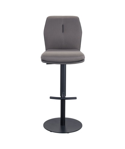 Tabouret de bar NINA tissu gris réglable hauteur pivotant design industriel face