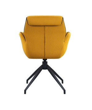 lot 2 fauteuils pivotante NINA tissu jaune ergonomique pied Etoile mid-century vue dos