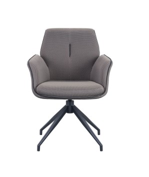 lot 2 fauteuils pivotante NINA tissu gris ergonomique pied Etoile mid-century