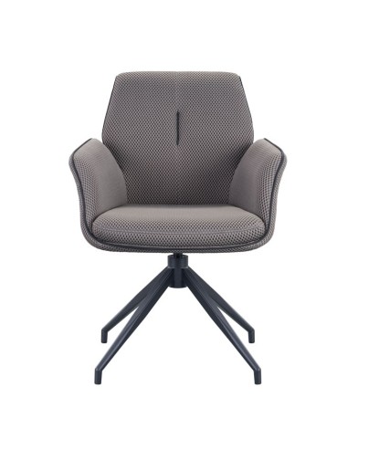 lot 2 fauteuils pivotante NINA tissu gris ergonomique pied Etoile mid-century