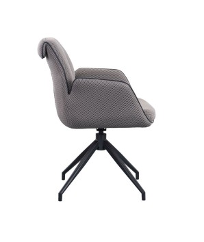lot 2 fauteuils pivotante NINA tissu gris ergonomique pied Etoile mid-century vue cote