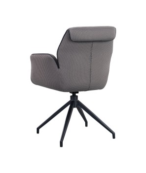 lot 2 fauteuils pivotante NINA tissu gris ergonomique pied Etoile mid-century vue 3/4 dos