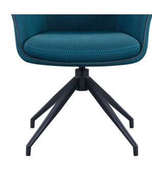 lot 2 fauteuils pivotante NINA tissu bleu ergonomique detail pied Etoile mid-century