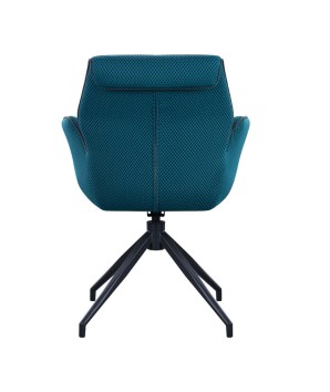 lot 2 fauteuils pivotante NINA tissu bleu ergonomique pied Etoile mid-century vue dos