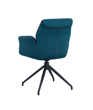 lot 2 fauteuils pivotante NINA tissu bleu ergonomique pied Etoile mid-century vue dos 3/4