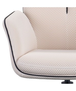 lot 2 fauteuils pivotante NINA tissu blanc ergonomique pied Etoile mid-century detail assise