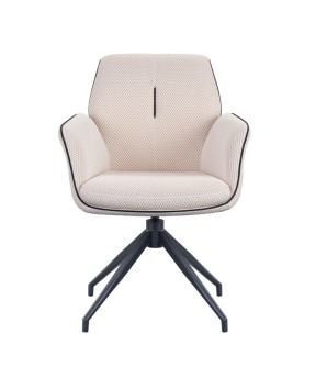 lot 2 fauteuils pivotante NINA tissu blanc ergonomique pied Etoile mid-century