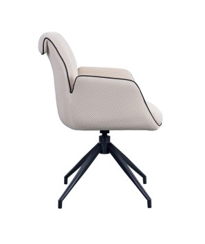 lot 2 fauteuils pivotante NINA tissu blanc ergonomique pied Etoile mid-century vue coté