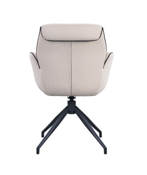 lot 2 fauteuils pivotante NINA tissu blanc ergonomique pied Etoile mid-century vue dos
